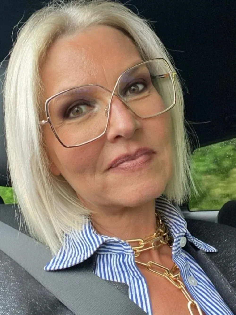 Tom Ford FT5841-B 016 Eyeglasses Palladium Oversized Butterfly Frame